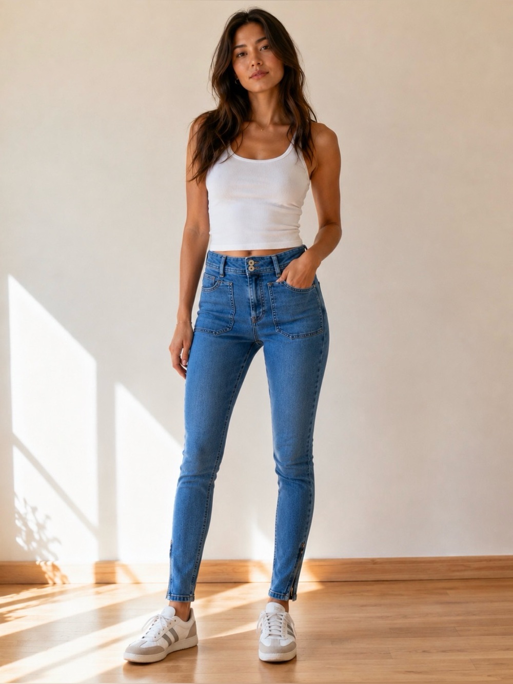 Pilcro and the Letterpress Dark Blue Skinny Jeans with Ankle Zips
